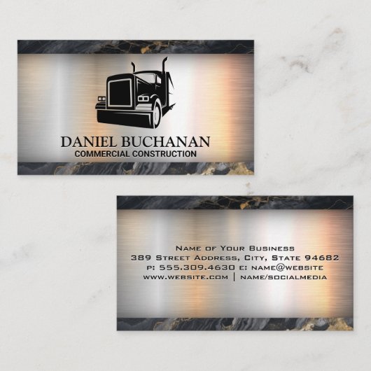 セミトラックロゴ |メタリック |大理石 名刺 (正面/裏面)