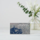 セミトラックロゴ |メタルスチールプレート背景 名刺 (スタンド正面)