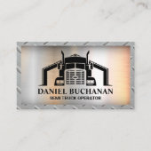 セミトラックロゴ |金属鋼の背景 名刺 (正面)