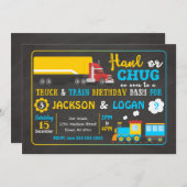 セミトラック及び列車共同誕生日招待状 招待状 (正面/裏面)