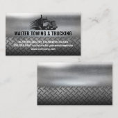 セミトラック移動ロゴ | 工業用鋼メタル 名刺 (正面/裏面)