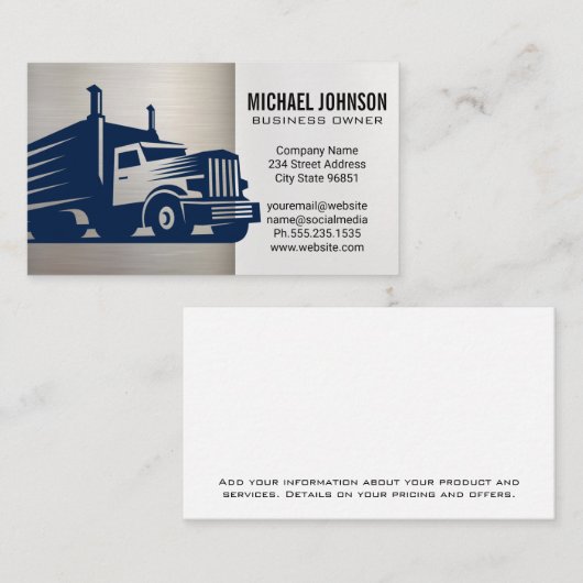 セミトラック移動 | メタリック | ブルーカラードライバー 名刺 (正面/裏面)
