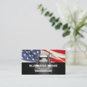 セミトラック退役軍人トラック米国国旗 名刺 (スタンド正面)