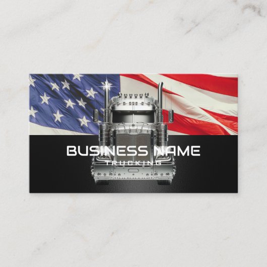 セミトラック退役軍人トラック米国国旗 名刺 (正面)