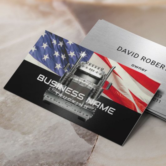 セミトラック退役軍人トラック米国国旗 名刺