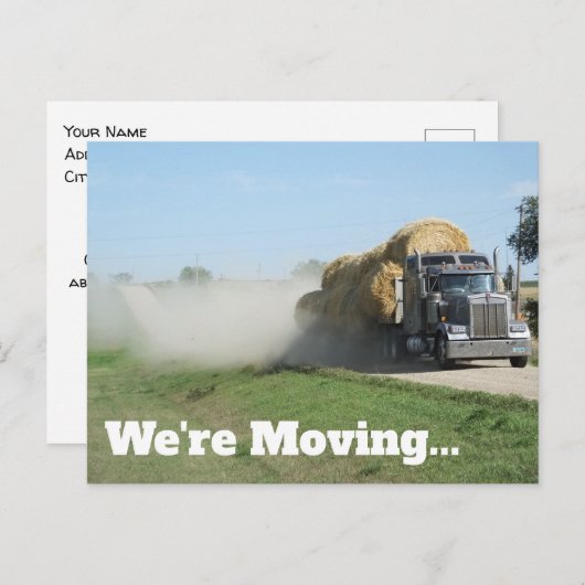 セミトラック運搬干し草移動 シーズンポストカード (正面/裏面)