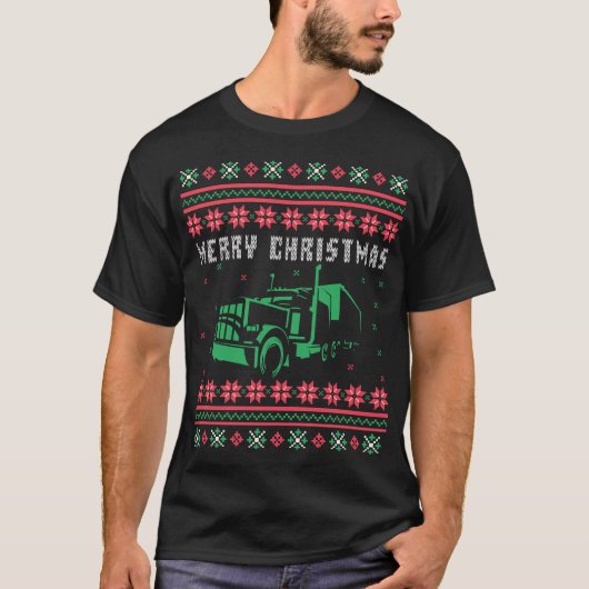 セミトラック醜いクリスマスセーター Tシャツ (正面)