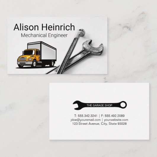 セミトラック | レンチ | 自動整備士 名刺 (正面/裏面)