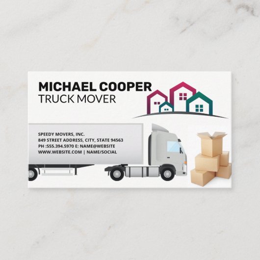 セミトラック | 引越し業者 | ボックスの移動 | ホーム 名刺 (正面)