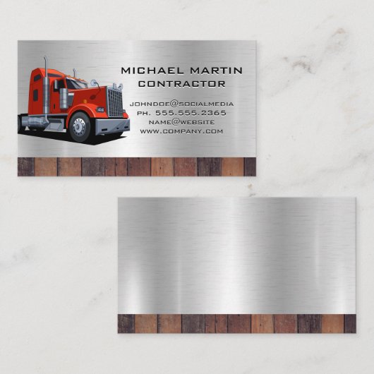 セミトラック | 金属と木材 名刺 (正面/裏面)