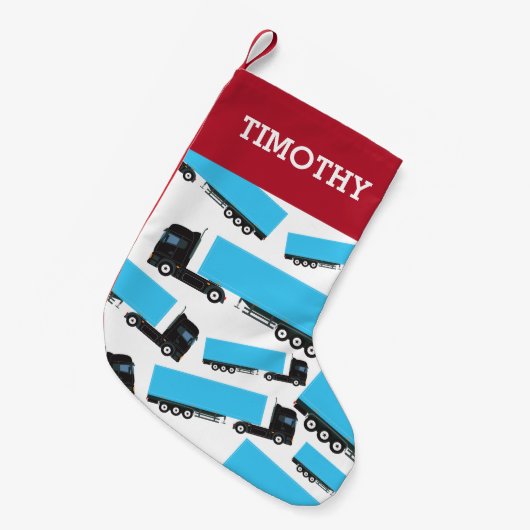 セミトレーラカスタムートラック輸送トラック スモールクリスマスストッキング (正面 (吊り時))