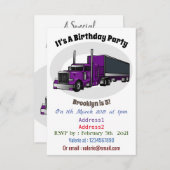 セミトレーラーの漫画イラスト 招待状 (正面/裏面)