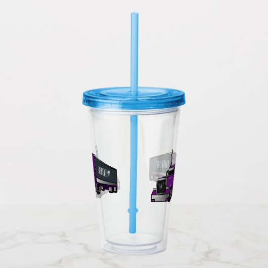 セミトレーラートラック漫画イラストレーション アクリルタンブラー (右)