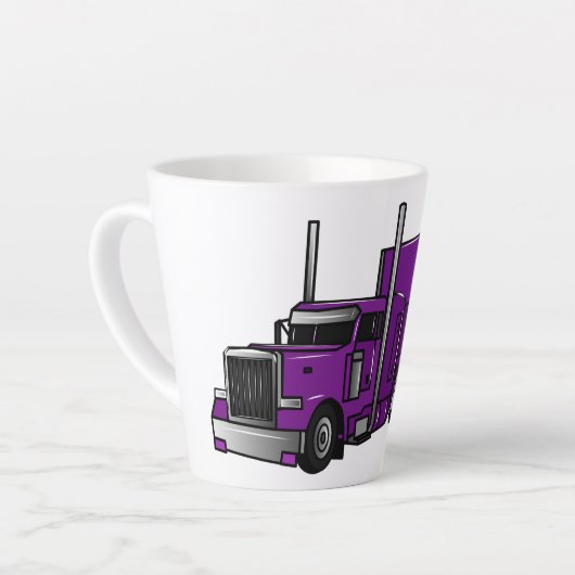 セミトレーラートラック漫画イラストレーション カフェラテマグ (左アングル)