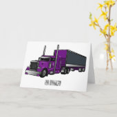 セミトレーラートラック漫画イラストレーション カード (黄色い花)