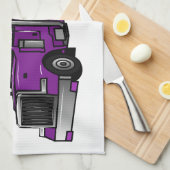 セミトレーラートラック漫画イラストレーション キッチンタオル (四つ折り)