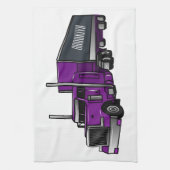 セミトレーラートラック漫画イラストレーション キッチンタオル (縦)