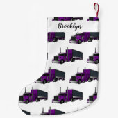 セミトレーラートラック漫画イラストレーション スモールクリスマスストッキング (裏面)