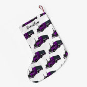 セミトレーラートラック漫画イラストレーション スモールクリスマスストッキング (裏面 (吊り時))