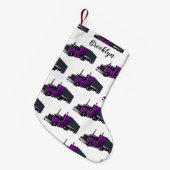 セミトレーラートラック漫画イラストレーション スモールクリスマスストッキング (正面 (吊り時))