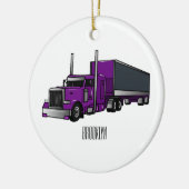 セミトレーラートラック漫画イラストレーション セラミックオーナメント (左)