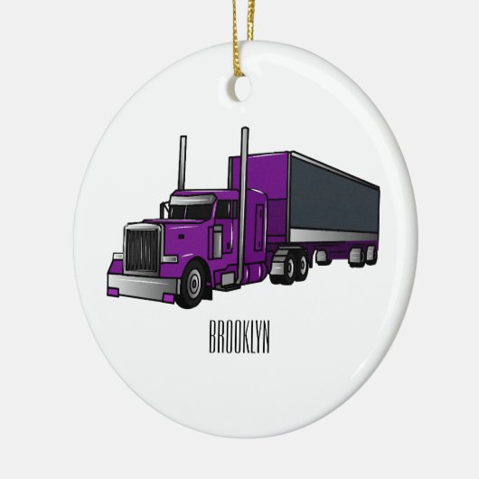 セミトレーラートラック漫画イラストレーション セラミックオーナメント (左)
