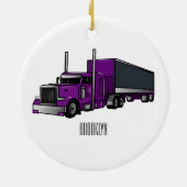セミトレーラートラック漫画イラストレーション セラミックオーナメント (裏面)