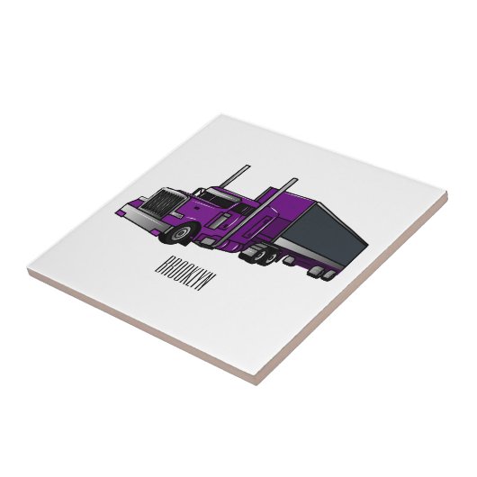 セミトレーラートラック漫画イラストレーション タイル (側面)