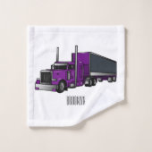 セミトレーラートラック漫画イラストレーション バスタオルセット (ウォッシュタオル)