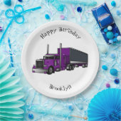 セミトレーラートラック漫画イラストレーション ペーパープレート (パーティー)