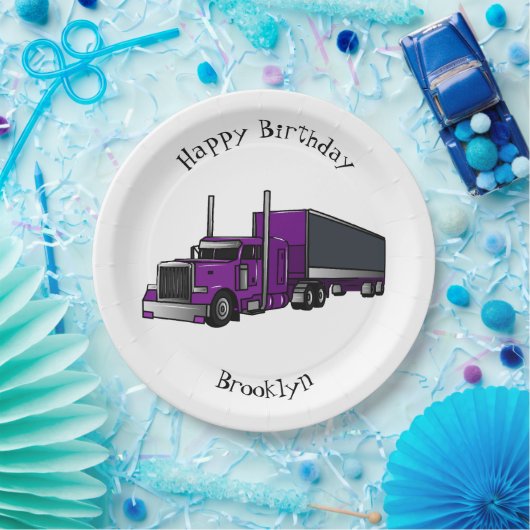 セミトレーラートラック漫画イラストレーション ペーパープレート (パーティー)