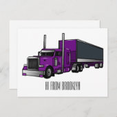 セミトレーラートラック漫画イラストレーション ポストカード (正面/裏面)