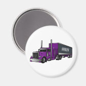 セミトレーラートラック漫画イラストレーション マグネット (正面/裏面)