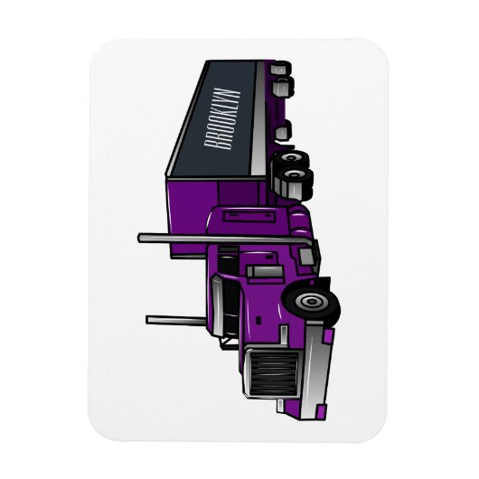 セミトレーラートラック漫画イラストレーション マグネット (縦)