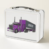 セミトレーラートラック漫画イラストレーション メタルランチボックス (裏面)