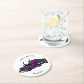 セミトレーラートラック漫画イラストレーション ラウンドペーパーコースター (インサイチュ)