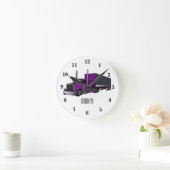 セミトレーラートラック漫画イラストレーション ラウンド壁時計 (ホーム)