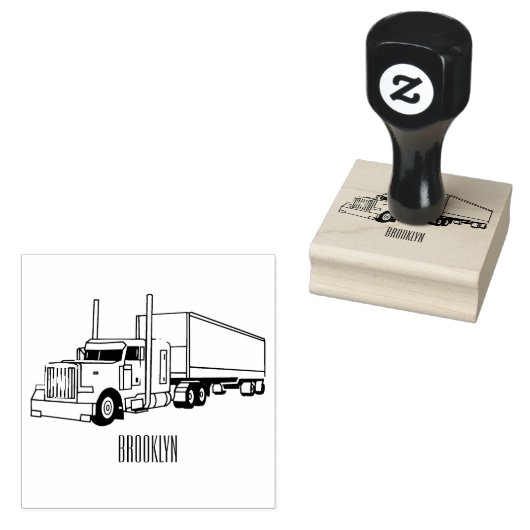 セミトレーラートラック漫画イラストレーション ラバースタンプ (押印)