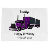 セミトレーラートラック漫画イラストレーション ラージペーパーバッグ (裏面)