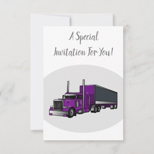 セミトレーラートラック漫画イラストレーション 招待状 (裏面)