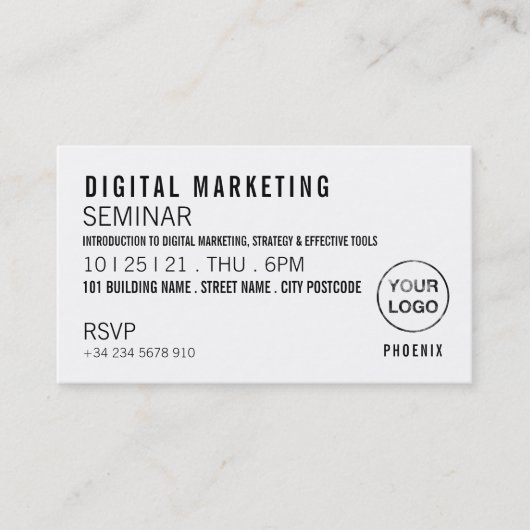 セミナパーソナライズされたー/会議チケット招待状 名刺 (正面)