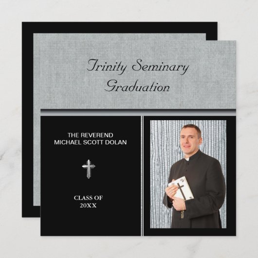 セミナリー卒業写真クリスチャンカスタム 招待状 (正面/裏面)