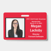 セミナー参加者の横赤と白線 バッジ (裏面)