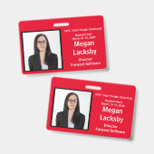 セミナー参加者の横赤と白線 バッジ (正面＆裏面)