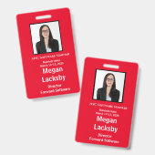 セミナー参加者の赤と白縦 バッジ (正面＆裏面)