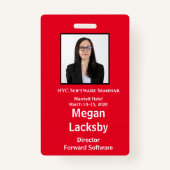 セミナー参加者の赤と白縦 バッジ (正面)