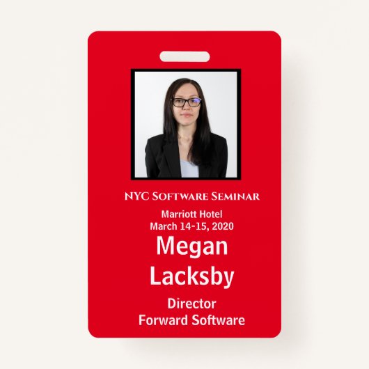 セミナー参加者の赤と白縦 バッジ (裏面)