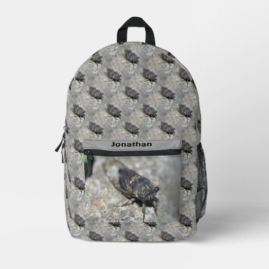 セミ自然パターパーソナライズされたン プリントバックパック (正面)