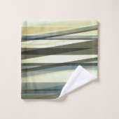 セミ・ブラウンとブルーの半透明の層 バスタオルセット (ウォッシュタオル)