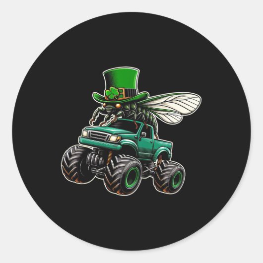 セミSt patricks恋人St patricksとセミ ラウンドシール (正面)